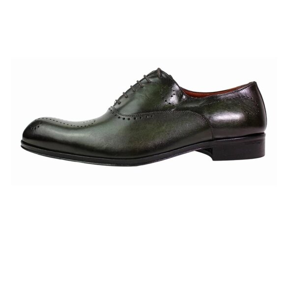 Alberto Italian Green Oxford Leather Shoes For Mens main image 5